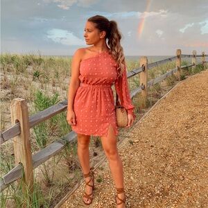 Elegant Coral Mini Dress